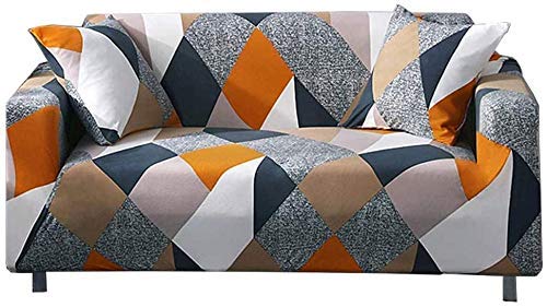 Lamberia Printed Sofa Cover Stretch Couch Cover Sofa Slipcovers for Couches and Loveseats with Two Free Pillow Case (Geometric, Loveseat) - Image 1